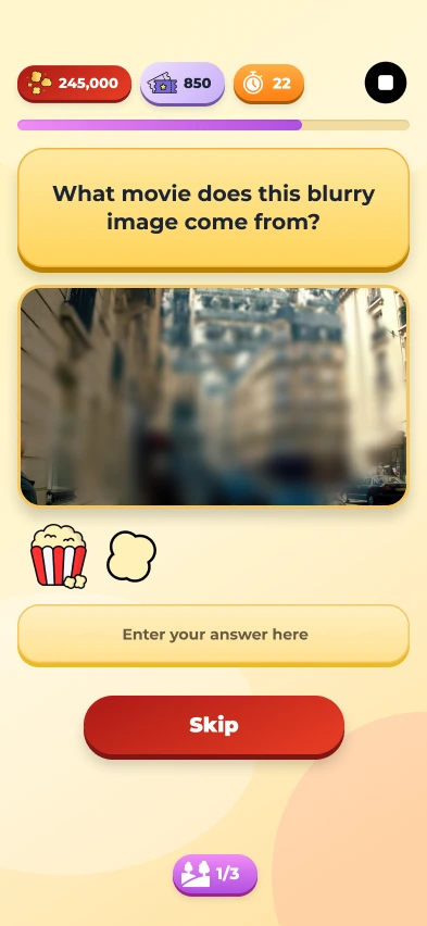 In focus game screen: a blurry image to identify